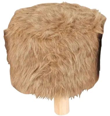 Produktbild von Kunstfell Hocker Schemel Holz gepolstert 30cm Tierfell-Optik Sitzhocker, Farbe:beige