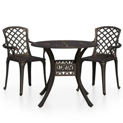 Obrázek produktu pro vidaXL 3dílná sada Bistro Set Litý hliník Bronz