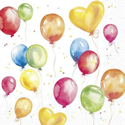Produktbild von Servietten 33x33 cm - BIRTHDAY BALLOONS