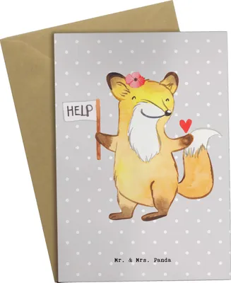Produktbild von Mr. & Mrs. Panda Grußkarte Sozialarbeiterin Herz - Grau Pastell - Geschenk, Grußkarten, einladungskarten, osterkarte, osterkarten, hochzeitskarten, weihnachtskarten