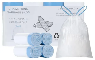 Produktbild von Biologisch abbaubare Müllbeutel mit Kordelzug, 5 Liter, 260 Stück