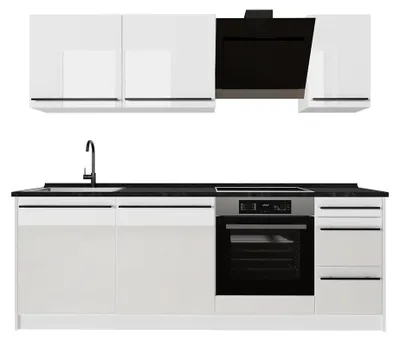 Productafbeelding van Keukeneenheid Vicco R-Line Wit Hoogglans/Wit 220 cm antraciet werkblad, Model 66370