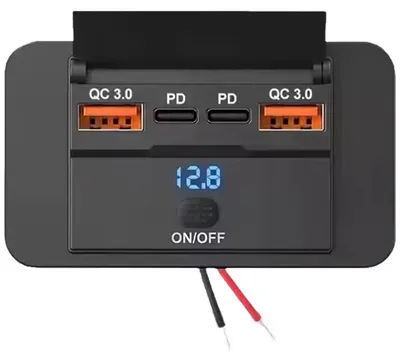Productafbeelding van ProRide 12V USB Autolader 4 Poorten Inbouw - 30W QC3.0 - Snellader - USB Stopcontact - Zwart