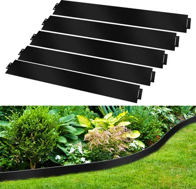 Produktbild von Aopunly Rasenkante Metall Beeteinfassung Beetumrandung Mähkante Palisade Beetrand Schwarz 100x18cm 25m