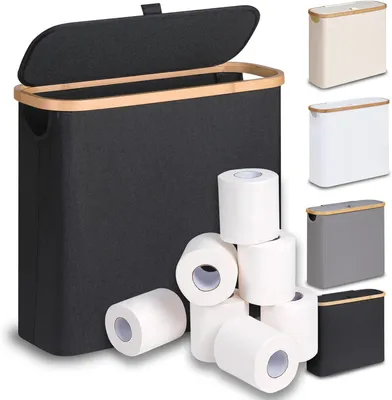 Image de Panier de rangement pour papier toilette, dimensions 43,2 x 17 x 38 cm, pour salle de bain
