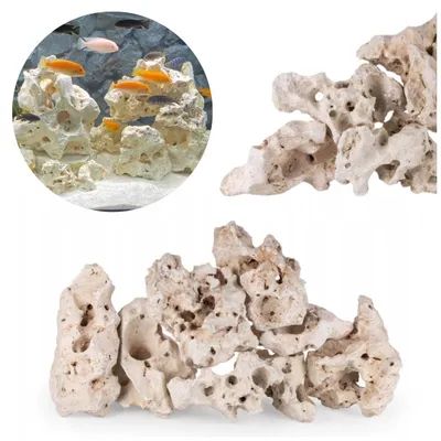 Produktbild von Aquarium Steine Wapień Filipiński 24 kg, natürliche Kalkstein-Deko für Malawi und Tanganika, stabilisiert pH und härtert Wasser