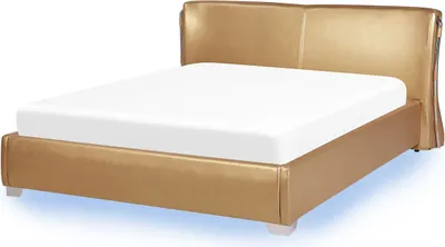 Produktbild von BELIANI Wasserbett Leder Gold 140 x 200 cm LED Beleuchtung Mit Wasserbettmatratze Extravagant Modern