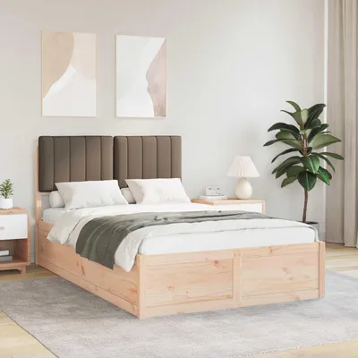 Zdjęcie produktu dla Maison Exclusive – rama łóżka z tapicerowanym wezgłowiem, kolor taupe, 120 x 200 cm