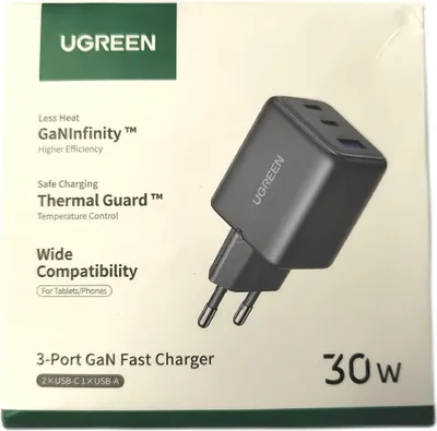 Image de UGREEN30WUSBCChargeur rapide iPhone3Ports GaN Compatible prise secteur Accessoires d'alimentation