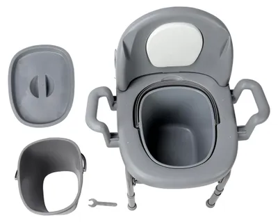 Produktbild von Klappbarer Toilettenstuhl mit stabiler Stahlrahmen, tragbare Toilette für Erwachsene mit Eimer für ältere und schwangere Frauen