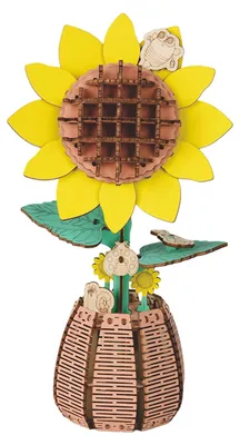 Produktbild von 3D-Holzpuzzle Blumen DIY Handgefertigte Topfblumen Sonnenblumen Lilien Hortensien Schmetterlingsorchideen Glockenblumen Puzzle Dekoration Blumenpflanzen Bausatz