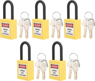 Obrázek produktu pro 5 Sets Lockout Lock 38mm Nylon Engineered Dustproof Security Padlock for Industrial Site(Yellow )