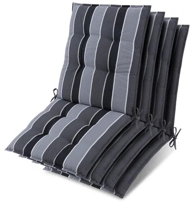 Image de Lot de 4 coussins d'appui pour fauteuils bas Beautissu Sun-NL 100 x 50 x 8 cm, rayures anthracite