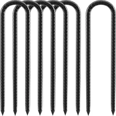 Obrázok produktu pre 30 cm kotva do zeme 6 kusov pozinkovaná oceľová trampolína - záhradné kolíky kempingové kolíky čierne