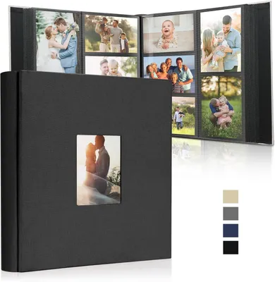 Produktbild von Fotoalbum Einsteckalbum 1000 Fotos, 10 x 15 cm, Leinenbindung, schwarz, für Erinnerungen