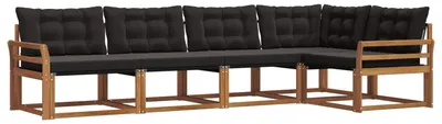 Image de vidaXL Ensemble de canapés d'extérieur avec coussins 5 pièces Naturel et Noir
