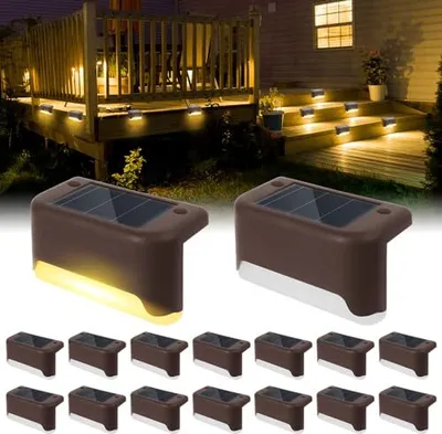 Produktbild von Pack 16 Solarleuchten im Freien Gartenzaun wasserdichtes Lampe LED warme weiße Terrassenstufen Treppe