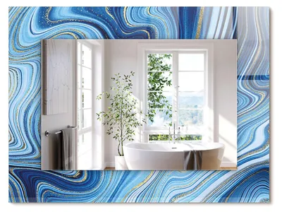 Produktbild von Abstraktes blaues Muster – Rechteckiger Spiegel mit Druck 80x60 cm – Modern - Dekorativ für die Wand