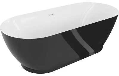 Obrázek produktu pro Mexen Roxy volně stojící vana 180 x 85 cm, bílá/černá, bílý přepad - 51201808575-20