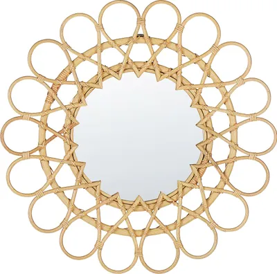 Obrázek produktu pro BELIANI Nástěnné zrcadlo přírodní ratanové ø 60 cm kulaté moderní design ve tvaru květu nástěnná dekorace
