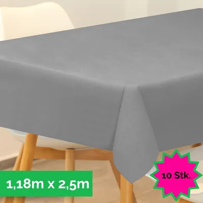 Produktbild von Sensalux Tischdecke, abwaschbar, Vorteilspack, 10 Stück, 1,18m x 2,5m, Grau