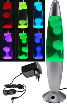 Immagine prodotto di Lampada lava ChiliTec 34 cm 230 V cavo da 1,5 m con interruttore CTL-FUNKY-Si Lampada decorativa LED RGB Luce argento