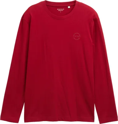 Produktbild von Tom Tailor Langarmshirt aus Baumwolle mit Brust-Print, Single-Jersey