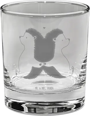 Produktbild von Mr. & Mrs. Panda Glas Igel händchenhaltend - Transparent - Geschenk, Ehefrau, Tumbler, Verknallt, Love, Hochzeit, Cocktailglas, Lieblingsmensch, Liebesbotschaft, für Gin