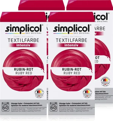 Produktbild von Simplicol Textilfarbe intensiv Rubin-Rot - Einfaches Färben (4er Pack)