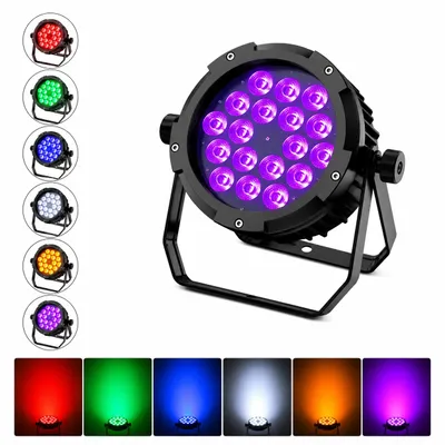 Image de Projecteur LED PAR IP65 18×10W RGBWA+UV 6-en-1 pour extérieur DMX512 en aluminium étanche noir, Image générée par une IA