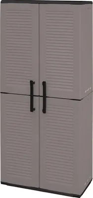 Produktbild von Mehrzweckschrank für den Außen oder Innenbereich, Schrank mit 2 Türen und 3 verstellbaren Einlegeböden aus Polypropylen, 100%  Italy, 68x37h163 cm, Farbe Grau