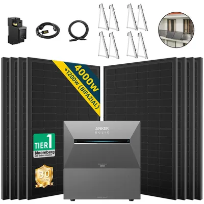 Produktbild von ALLDREI  Balkonkraftwerke  mit Speicher Anker Solix Solarbank 3 E2700 Pro & BP2700x1,Komplettset mit 8x500W Bifazialer Solarpanel & Smarten Zähler