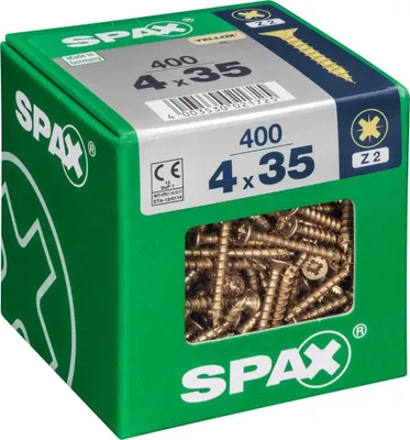 Immagine prodotto di Set di 400 viti in acciaio a testa svasata pozidriv SPAX, Diam.4 mm x L.35 mm