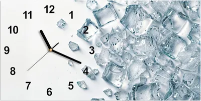Produktbild von Wanduhr aus Glas mit Motiv Eiswürfel Haufen- 60 x 30 cm - inkl. Aufhängesystem