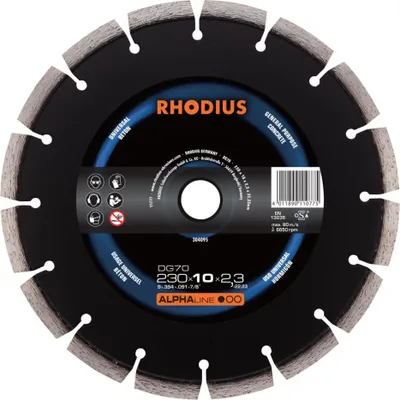 Obrázek produktu pro RHODIUS Diamantový rozbrušovací kotouč DG70 230 x 7,0 x 2,3 x 22,23 ALPHAline