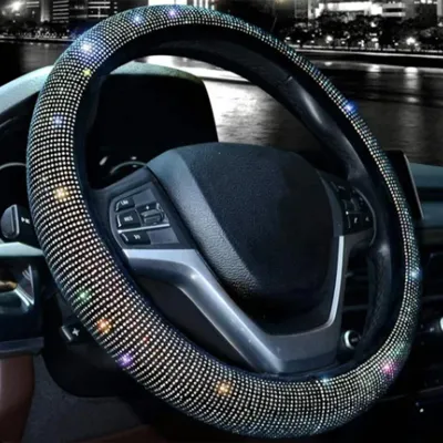 Obrázek produktu pro Potah volantu s blýskavými kamínky, univerzální protiskluzová ochranná dekorace pro automobily