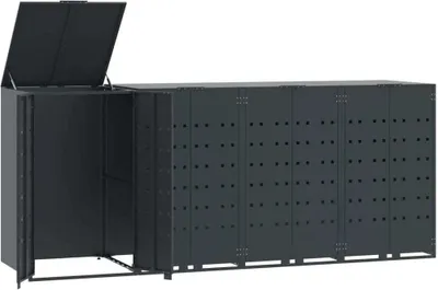 Produktbild von vidaXL Mülltonnenbox für 4 Tonnen Anthrazit 276x79x117 cm Stahl