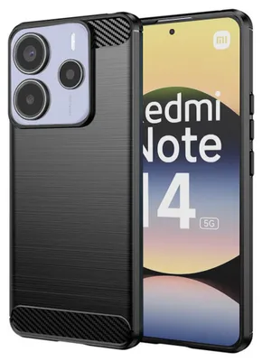 Produktbild von Techsuit Carbon Silicone Back Cover Hülle für Xiaomi Redmi Note 14 - Schwarz