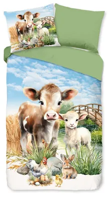 Zdjęcie produktu dla Komplet pościeli do łóżeczka dziecięcego "Farm" - wielokolorowy - (140x220 cm) - 100% poliester