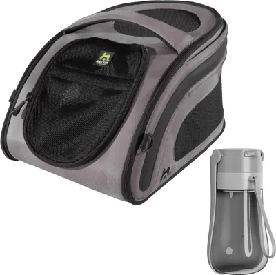 Produktbild von Maelson Snuggle Kennel anthrazit 48 cm + Trinkflasche - Transportbox und Reise Wasserflasche