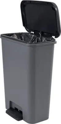 Image de Poubelle Curver COMPATTA BIN, 50 L, 29.4x49.6x62 cm, noire/grise, a dechets, a pedale