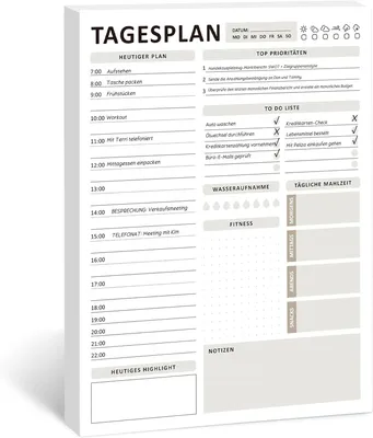 Produktbild von A4 Tagesplaner Block ohne Datum, 50 Seiten, To-Do Liste, für Büroorganisation