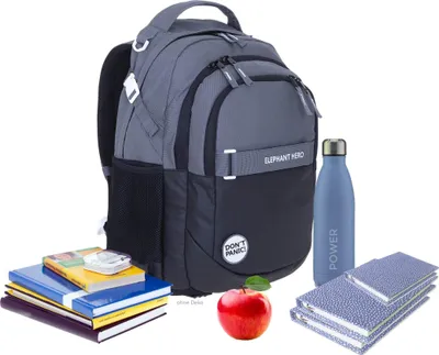 Produktbild von Schulrucksack Elephant Hero Signature Rucksack Jungen Schultasche backpack Schulranzen Schulmappe Schule Tasche 13047 Color Block Schwarz Anthrazit