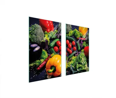 Immagine prodotto di Piastre copri fornelli 2 pezzi 75x52 Copri piano cottura in Vetroceramica tagliere in vetro verdure colorate