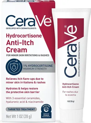 Produktbild von Körpercreme, CeraVe, Hydrocortison Anti-Juckreiz Creme, für zu Ekzemen neigende Haut, beruhigt juckende Haut und spendet Feuchtigkeit, 28gr