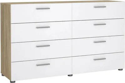 Immagine prodotto di Dmora Credenza Aligon 40.35x140x82.9h cm Bianco Lucido, 8 Cassetti Apertura Scorrevole