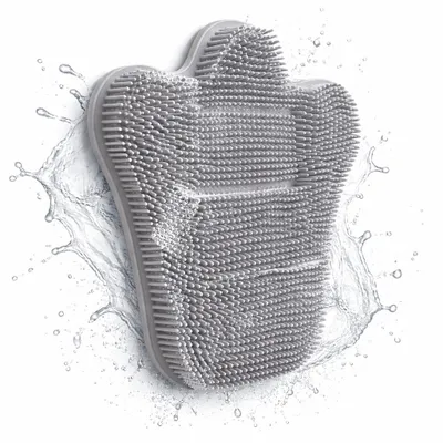 Produktbild von Silikon Rückenreiniger für Dusche & Bad – Wandmontage – Rückenschrubber zur Körperreinigung & Massage – hygienisch & rutschfest - Grau