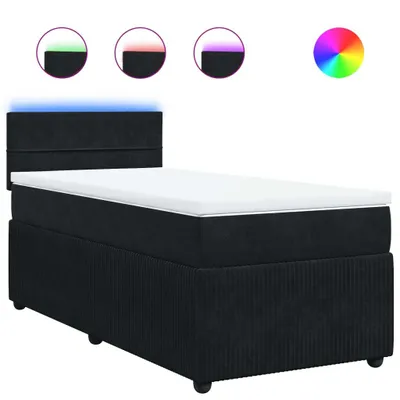 Produktbild von Boxspringbett mit Matratze Schwarz 90x200 cm Samt