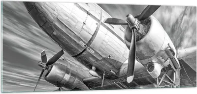 Produktbild von Bilder auf glas - Einteilig - Flugzeug Retro Flugzeug - 100x40cm - Glasbilder - Wandbilder - Bilder - zum Aufhängen bereit - Wanddekoration aus Glas - Glas Bilder - Wandbild auf Glas - GAB100x40-4952