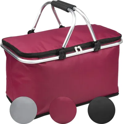 Produktbild von Einkaufskorb Kühlkorb 25 L Faltbarer Einkaufskorb Picknickkorb Korb Körbchen klappbar Einkaufstasche Kühltasche isoliert Bordeaux